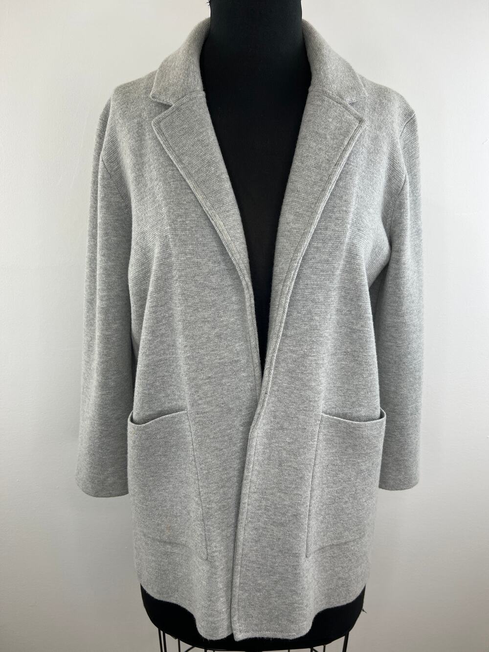 J. Crew 365 Sophie Gray Cotton Wool Blend Sophie Open Front Sweater Blazer S